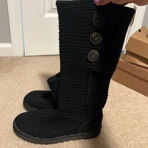 Black Ugg sweater material boots